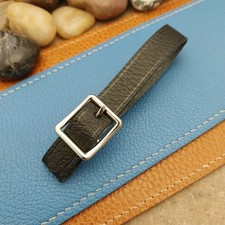 Black Grain Saddle Leather Pocket Watch Fob Strap  Nickel Finish Solid Buckle