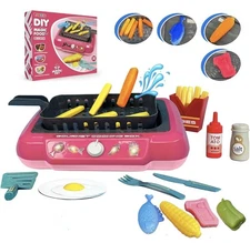 Magic Fun Frying Color-Changing Cooking Kitchen 20pc Pretend Play Food RARE Pink