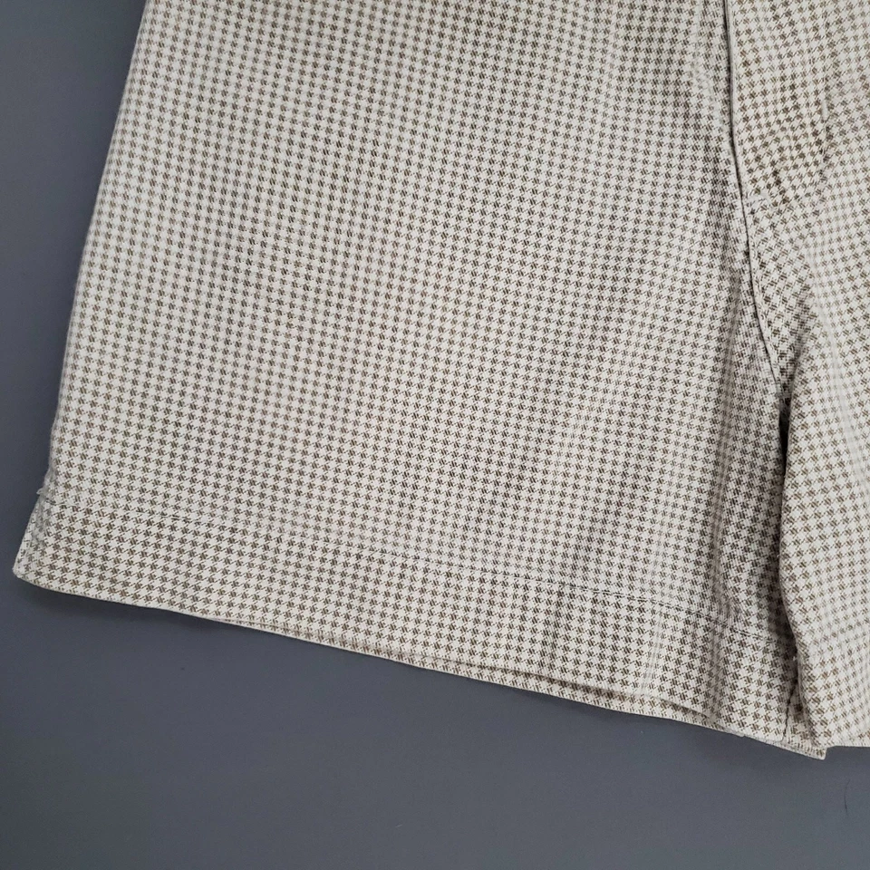 Pantalones cortos High Sierra para mujer talla 14 tiro alto pata de gallo marrón blanco * Foto 3 de 4