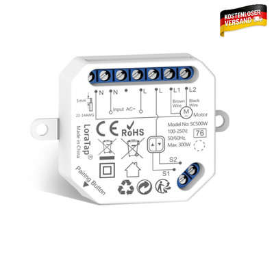 LoraTap Rollladensteuerung WiFi Alexa Timer 300W kabelgebunden 1er Pack 250V