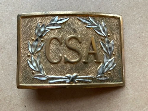 VINTAGE CIVIL WAR CONFEDERATE STAMPED CSA BELT BUCKLE  EARLY REPRODUCTION