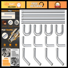 16 Pcs Stainless Steel Exhaust Tubing Kit - 2 Mandrel Bends U-bends Diy Cust