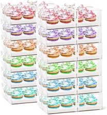 Cedilis 12 Pack Clear Cupcake Boxes, 12 Count Containers with clear 