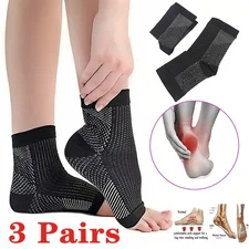 3Pair Toeless Neuropathy Compression Socks with Foot/Arch Support for Heel Spurs