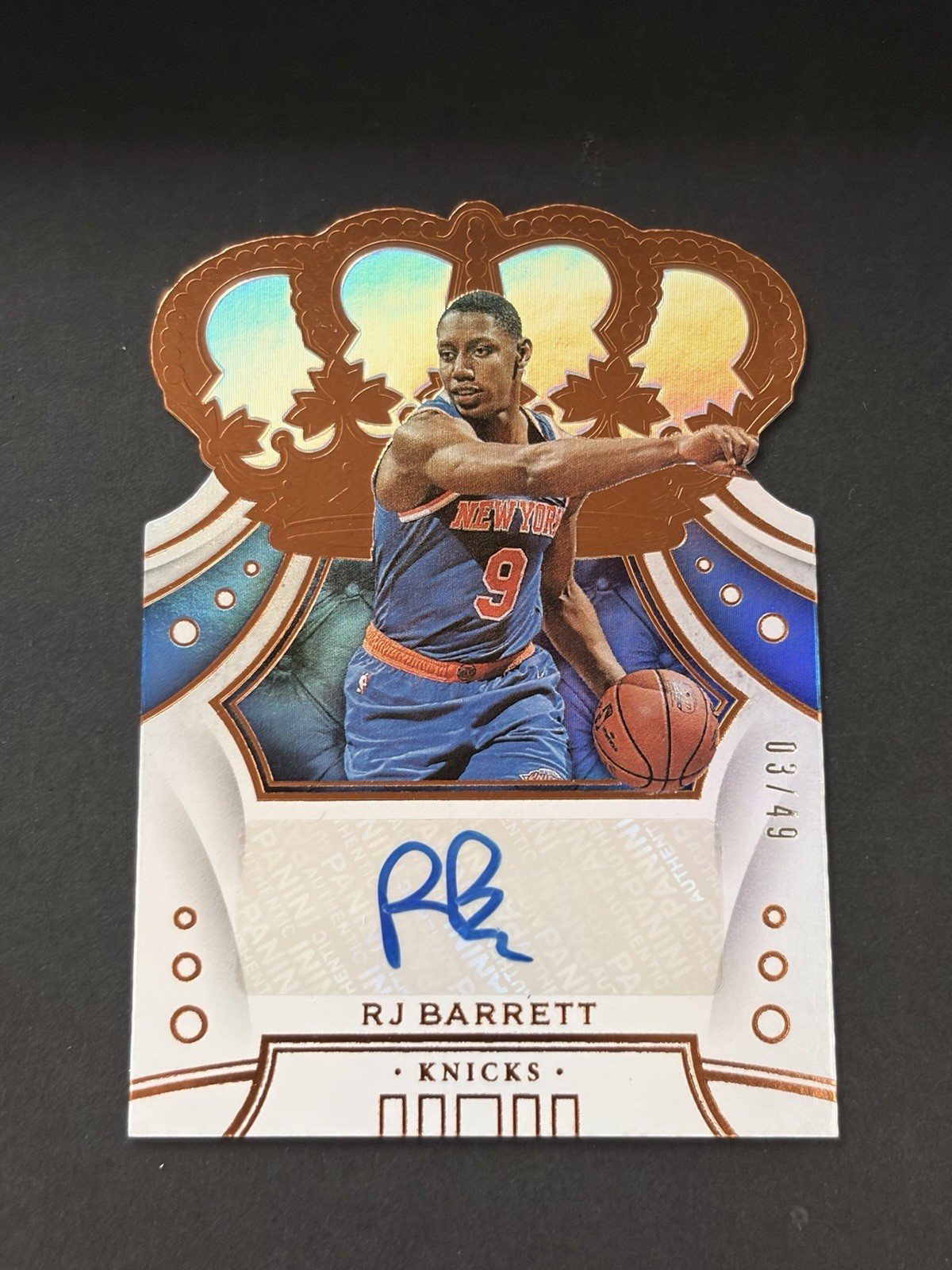 RJ Barrett 2019-20 Crown Royale Rookie Auto #3/49 Knicks Raptors RC
