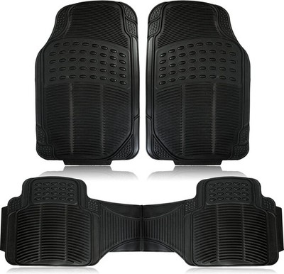 ZONETECH All Weather Rubber Car Interior Floor Mats 3-Piece Trimmable Waterproof
