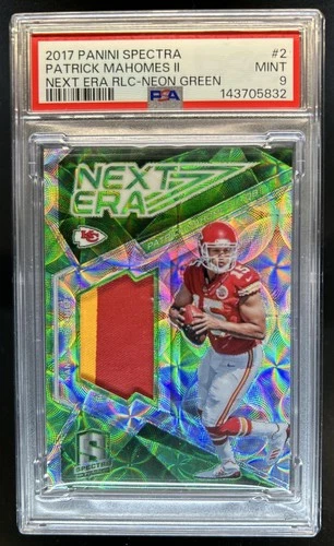 2017 Panini Spectra Patrick Mahomes II Next Era Patch Neon Green RC #/25 PSA 9