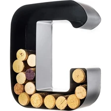 will's Wine Cork Holder - Metal Monogram Letter (C), Black, Small | Wine...