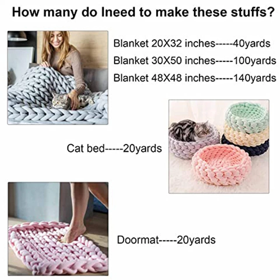 Chunky Cotton Yarn For Arm Knitting Jumbo Giant Bulky Yarn 1 Roll For Wide Uses - Image 4 of 4