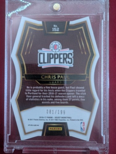 2016-17 Select Prizms Light Blue Die-Cut #152 Chris Paul #/199 - Picture 2 of 2