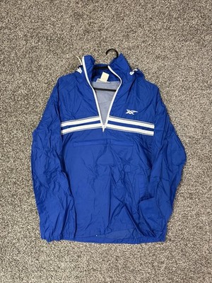 Vintage ASICS Tiger Windbreaker Jacket Blue White Half Zip Retro Track