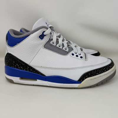 #ad Nike Air Jordan 3 Racer Blue Retro Shoes White Blue Gr Men’s Size 8.5 $71.99