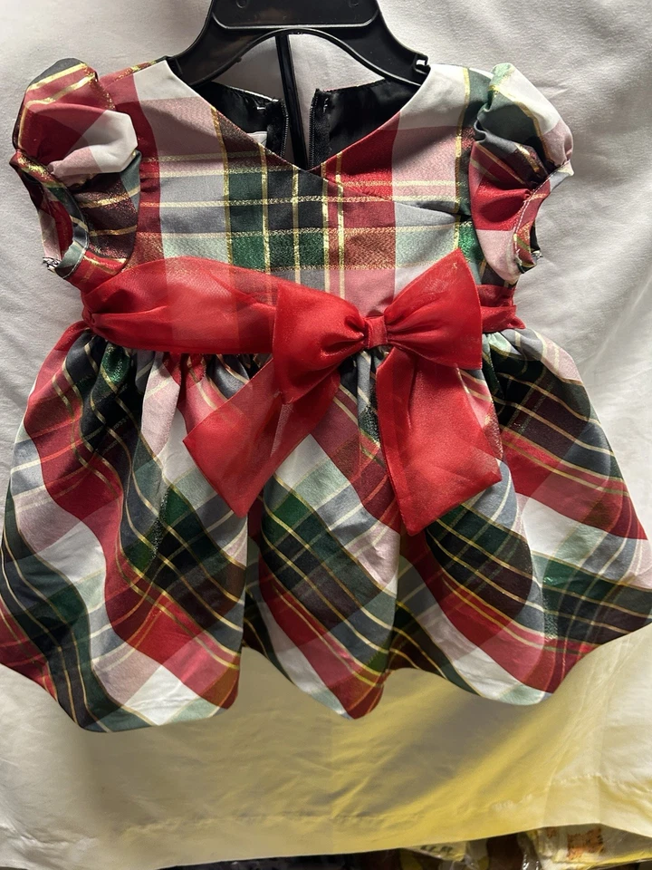 bonnie baby 12 months Dress  Christmas Plaid  - Image 2 of 4