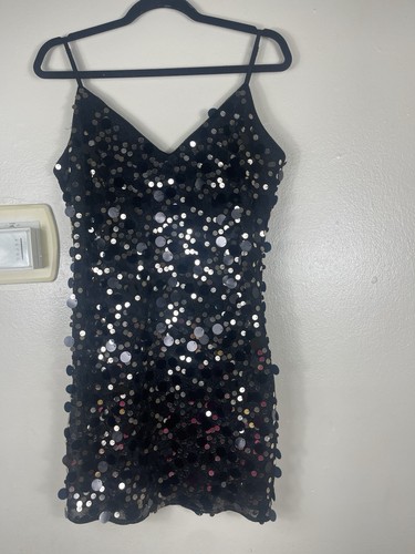 Mini abito da cocktail Ramy Brook Tanya nero con paillettes bodycon 8 $465 - Foto 4 di 9