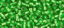 11/0, Toho Seed Beads, 27, Silver-Lined PERIDOT, 10 grams, TR-11-27