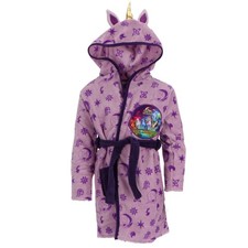 Unicorn Academy Girls Hooded Belted  Pocket Bathrobe Pink