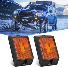 2PCS Square 3-LED Amber Side Marker Lights, Waterproof Surfa Color: Amber 2Pcs