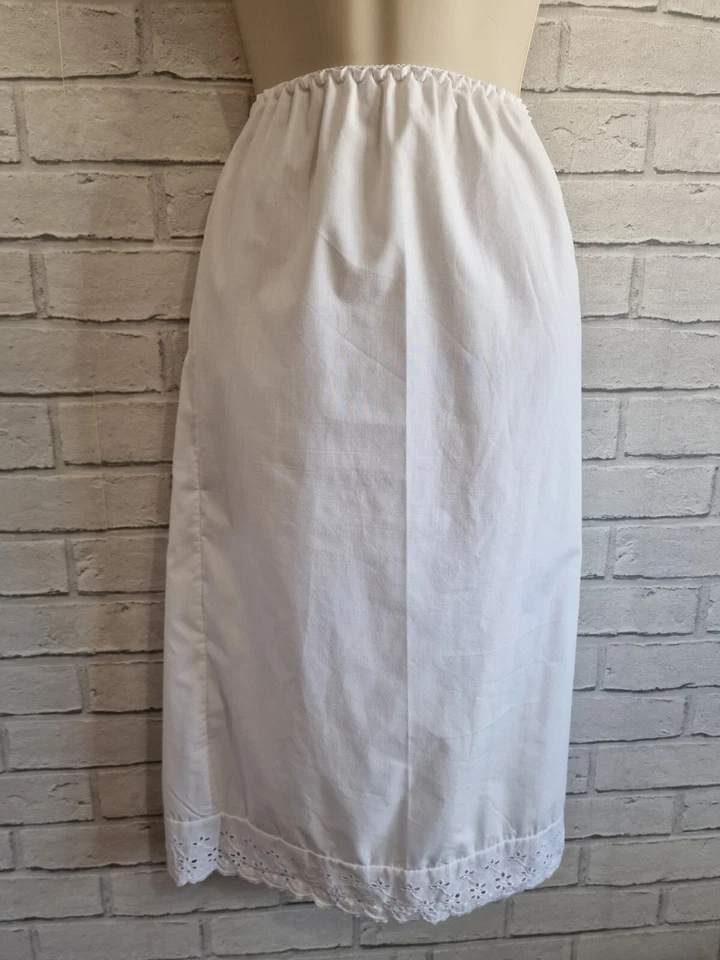 Винтажная юбка нижняя юбка белое английское кружево кружево ретро размер 10 12 - Изображение 2 из 4