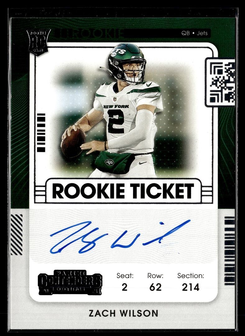2021 CONTENDERS ROOKIE TICKET VARIATION AUTO ZACH WILSON JETS
