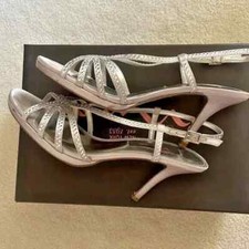 Nina NY Bobbie Silver Jolie Satin Pump high hills Cocktail open toe stiletto 8M