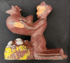 Manoil Barclay Happy Farm Woman Chicken w/Eggs Lead Toy 2" Figure Vintage 1940s