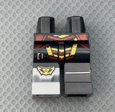 LEGO Minifigure Black Legs Silver Prosthetic Leg Dark Red Gold Strap Trim Echo
