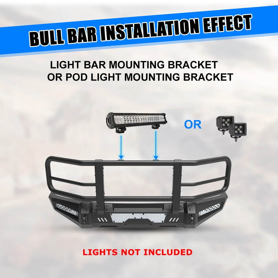 Heavy Duty Steel Black Front Bumper w/2*LED Lights For 2015 2016 2017 Ford F-150 Foto 4 de 4