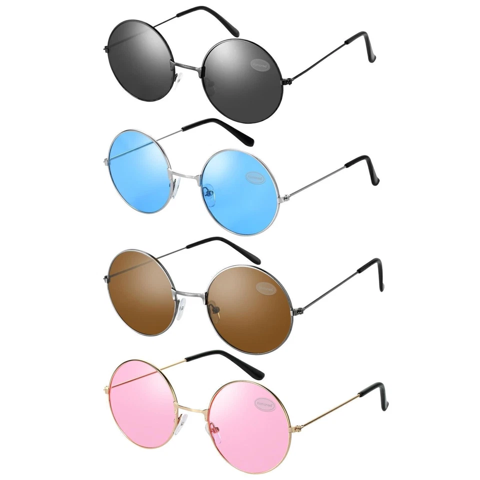 KOMONEE Round Sunglasses Halloween Fancy Dress Costume 60s 70s Elton Lennon