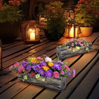 Solarleuchte AußEnlampe Balkondeko Baumstamm Pflanzgefäß Blumentopf Led 2Er Set