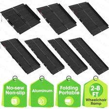 2-8ft Folding Aluminum Wheelchair Ramp Portable Mobility Scooter Non-Slip 600LBS