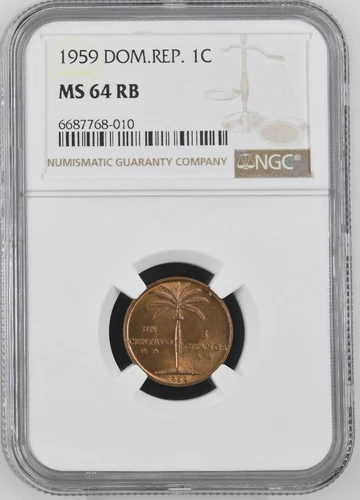 Dominican Republic 1 Centavo 1959 NGC MS 64 RB
