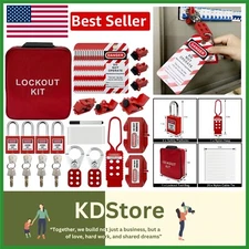OSHA Compliant Lockout Tagout Kit with Portable Pocket Bag & Safety Padlocks