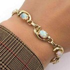 Tennis Bracelet 14k Yellow Gold Finish 3Ct Oval Lab Created Fire Opal Women's
