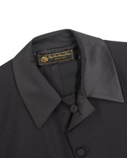 Men's 43 Reg Loro Piana 110's Wool Black Bespoke Tuxedo Jacket 44 Pants Set