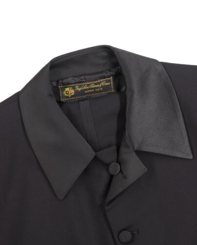 Men's 43 Reg Loro Piana 110's Wool Black Bespoke Tuxedo Jacket 44 Pants Set