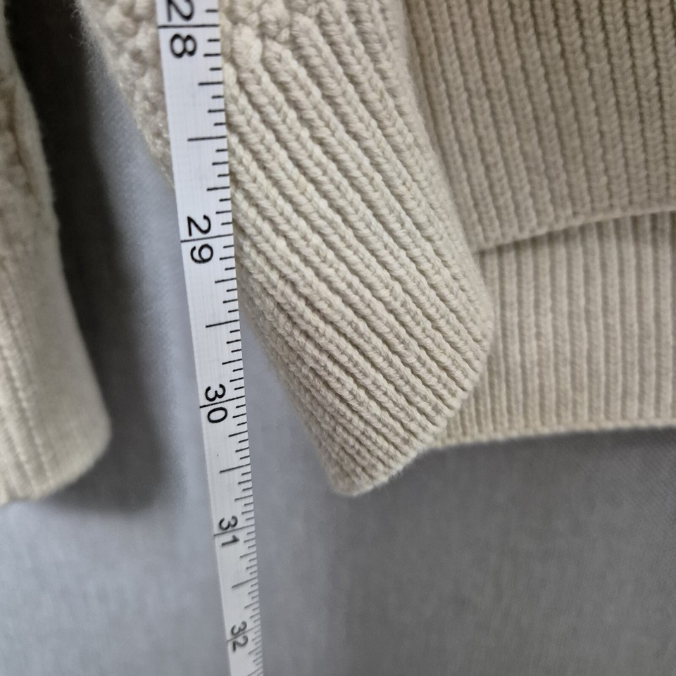 Marks And Spencer Cable Knit Cardigan Mens Large Beige Chunky Classic