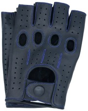 Riparo Men's Fingerless Half Finger Driving Motorcycle Gloves - Black/BlueThread