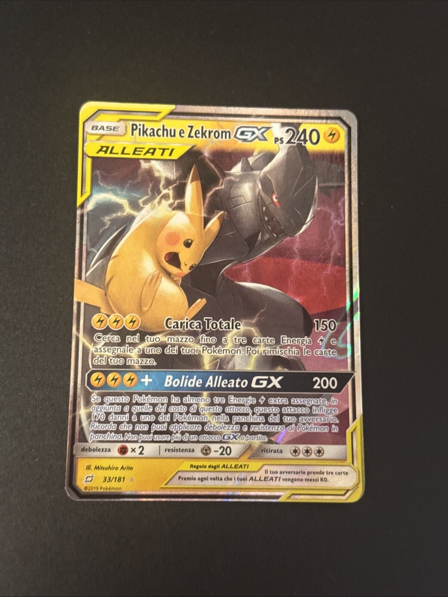 ポケモンカードゲーム RESHIRAM&CHARIZARD-GX PIKACHU&ZEKROM-GX Pikachu & Zekrom GX ULTRA RARE 33/181 SM Tag Team Up Pokemon