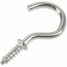 25x SMALL 19mm SCREW IN HOOKS Thick Strong Silver Metal Tool Shed Hang Loop Pegs