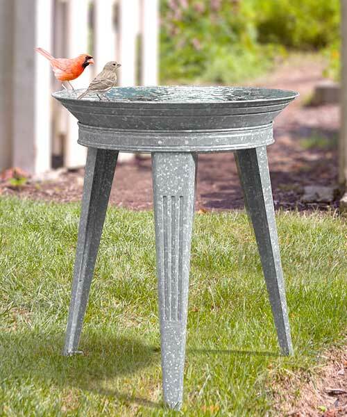 Nostalgic, Galvanized Panacea Vintage Metal Bird Bath and Stand eBay
