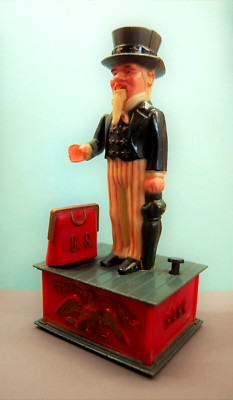 Vintage-Toy, Uncle Sam, Bank, Spardose, Kunststoff, 1975 Emson Inc., Hongkong.