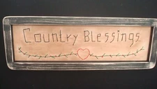 Primitive Country Stitchery *COUNTRY BLESSINGS* Black Frame  14 3/4" x 5"  