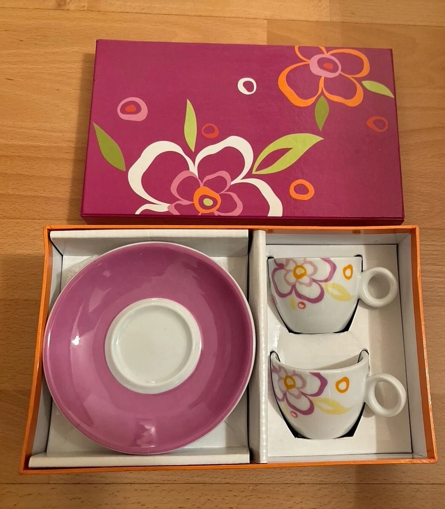 Geschenkset mit 2 Espresso Tassen und Untersetzer,