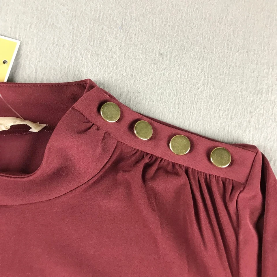 Camisa Michael Kors feminina média vermelha botão de ombro leve nova com etiquetas - Imagem 3 de 4