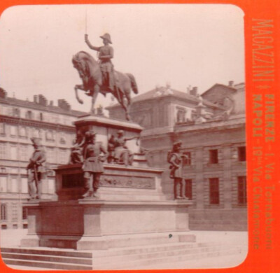 Stereo Torino, Monumento a Carlo Alberto, Marocchetti , G. Brogi Firenze um 1880