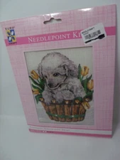 Grafitec Euro Craft PUPPY IN  PLANTER  Needlepoint KIT  Serigraphy Print
