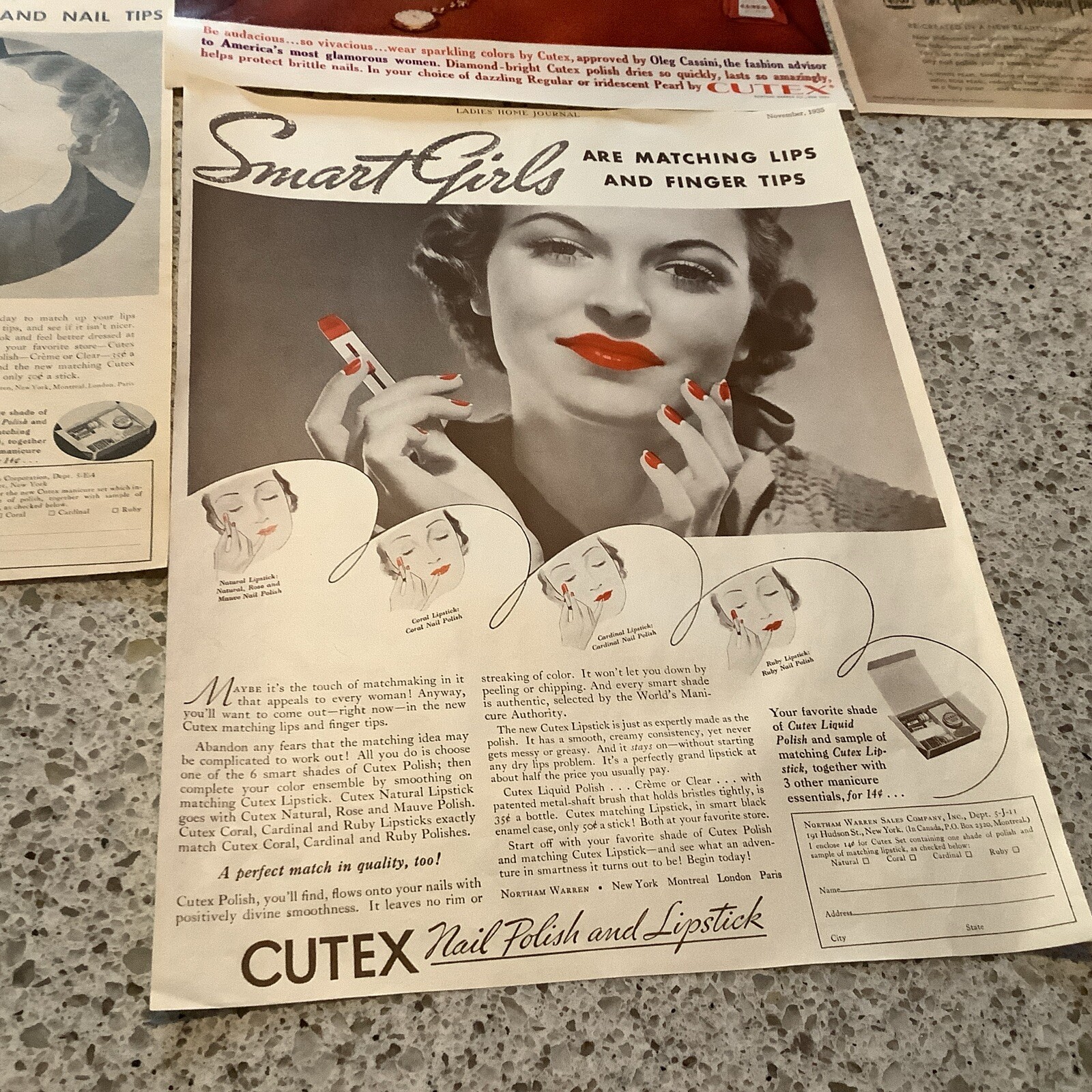 1930/50/60s Cutex Products Cosmetics Paper Print Ad Lot Of 5 Vintage Ads