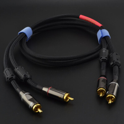 Pair L-4E6S Genuine 99.99% High Purity Oxygen-Free Copper HiFi Audio RCA Cable