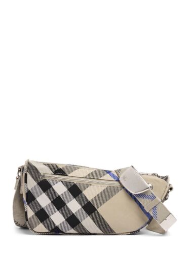 Burberry Shield Small Men's Lichen Beige Checkered Messenger Bag New - Picture 1 of 4