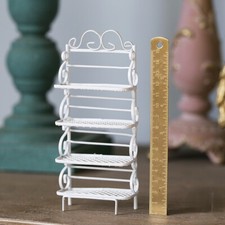 1:12 Scale Dollhouse Miniature White Bookshelf Metal Bookrack Study Furniture